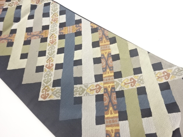 JAPANESE FUKURO OBI / WOVEN GEOMETRIC